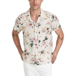 Naked & Famous Mens Japanese Silky Flowers Aloha Shirt X-Large Cream - NWT $178